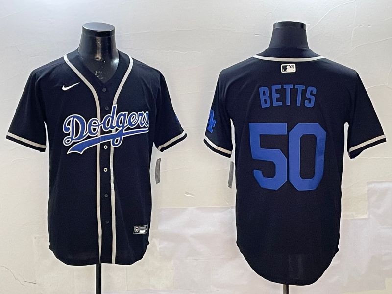 Men Los Angeles Dodgers 50 Betts Black Fashion Game 2025 Nike MLB Jersey style 1
